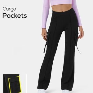 Black athletic stretch cargo pants